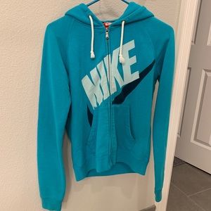 Nike Turquoise Full Zip hoodie in size XS